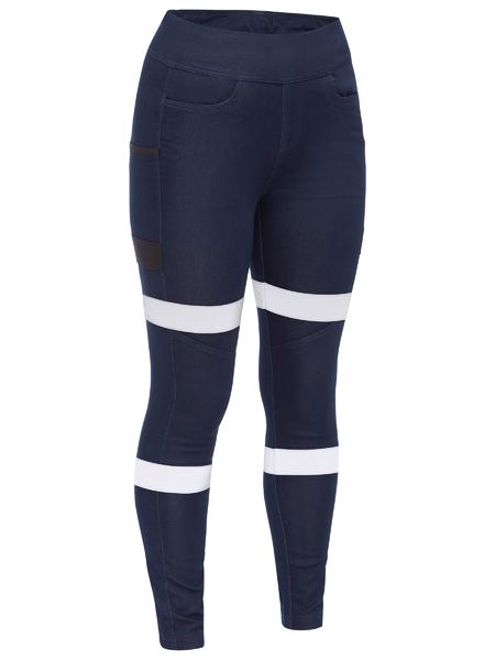 Bisley Women's Taped Mid Rise Stretch Cotton Pants - Navy