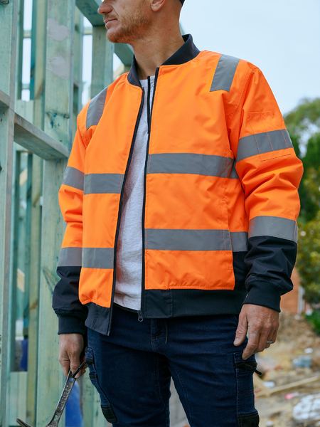 Taped two tone hi vis bomber jacket with padded lining - BJ6730T ...